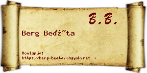 Berg Beáta névjegykártya